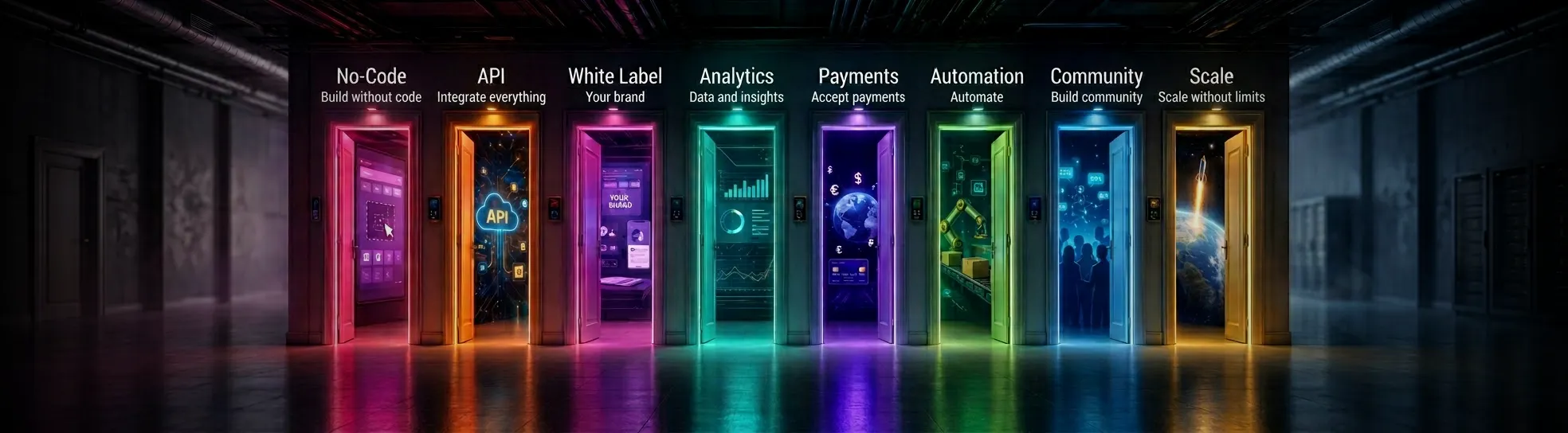 Decision matrix for IT product development in 2026: comparing no-code, white label, API-first, open-source, and custom development by speed, cost, scalability, and control.