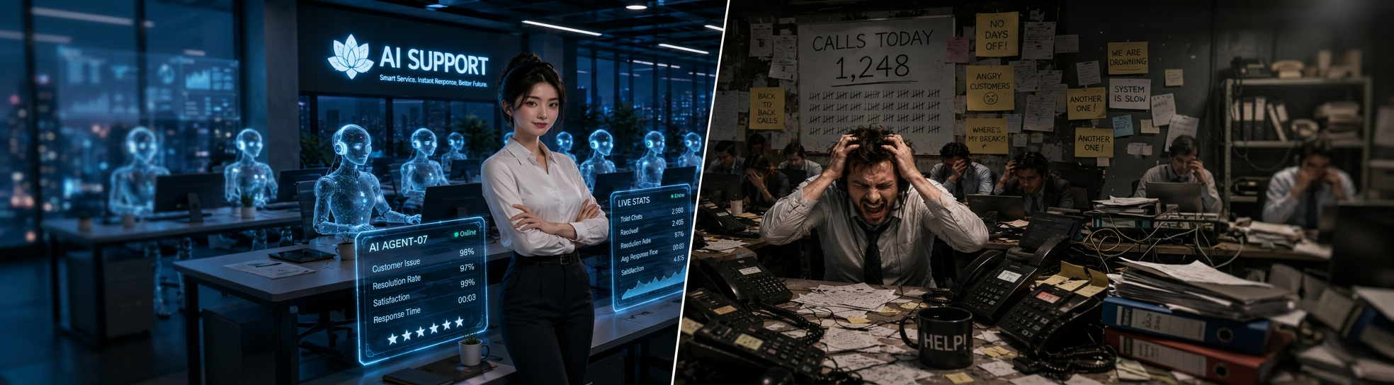 AI-powered business assistant in action: handling customer requests 24/7, integrating with CRM and Helpdesk, reducing support workload by up to 70% — all without expanding your team.